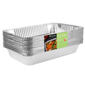 Roponan heavy-duty foil pan full-size with curled rim for stability.