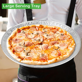 Roponan thick aluminum platter with raised edge ideal for preventing spills.