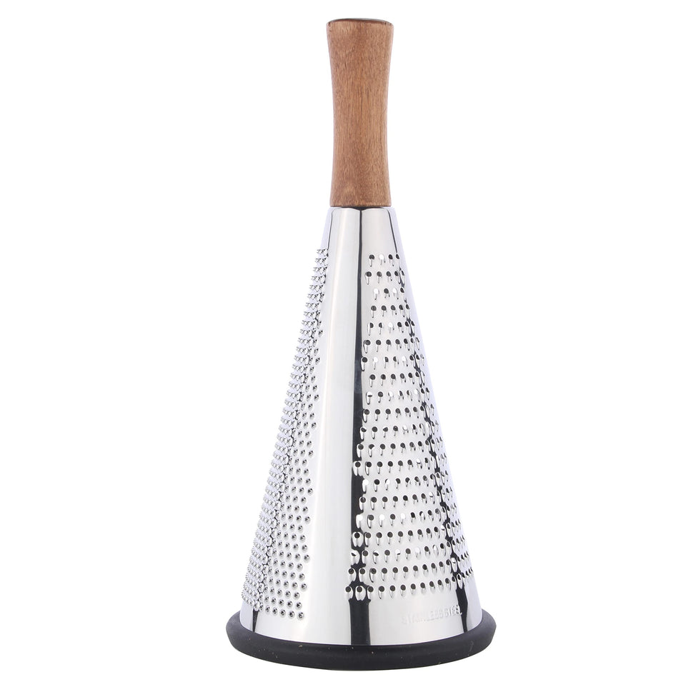 ROQILA cone cheese grater with wood handle ready for quick cheese shaving