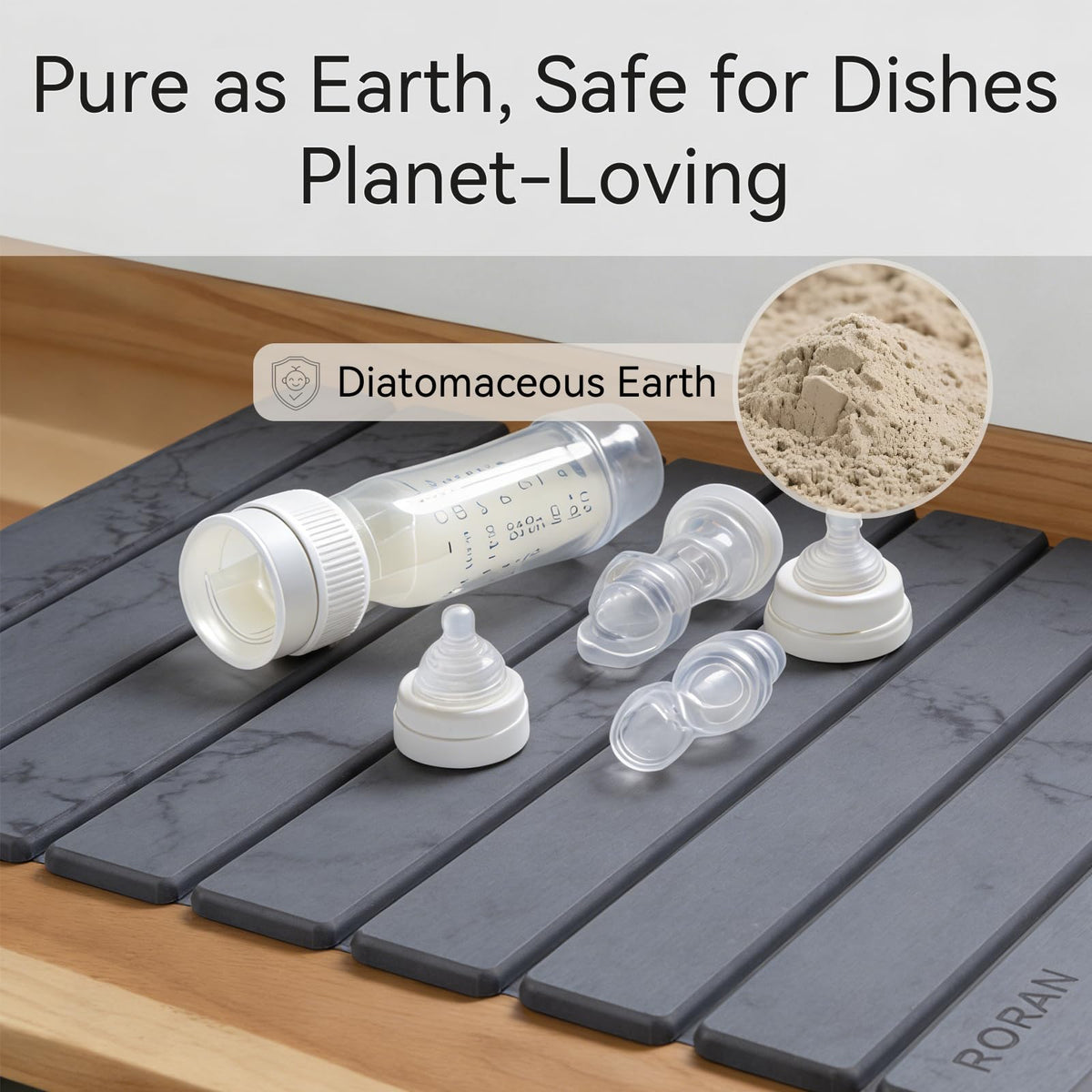 Roran Stone Drying Mat uses diatomaceous-earth surface for quick moisture removal.