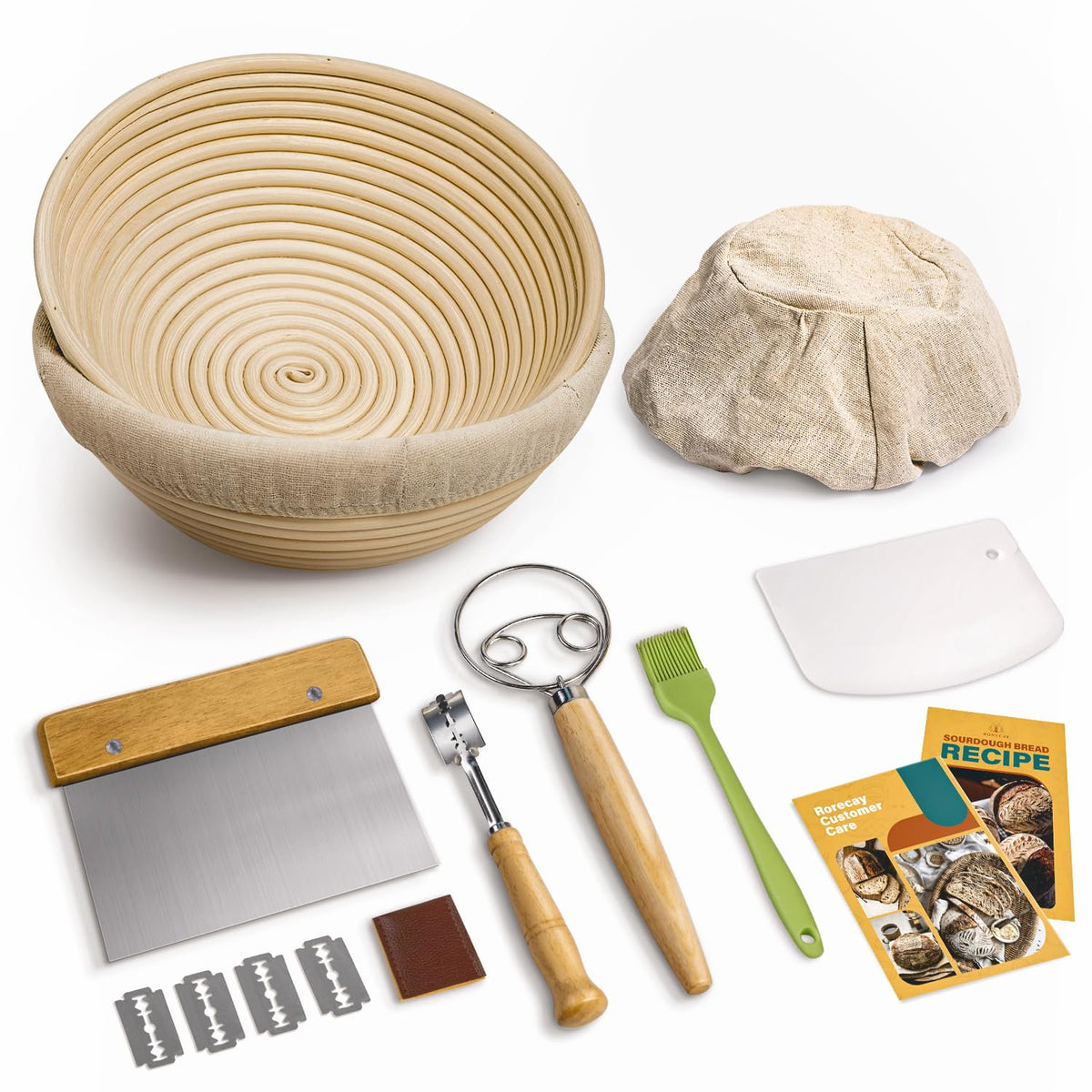 Rorecay Banneton 9-inch round basket with smooth surface for easy flour removal.