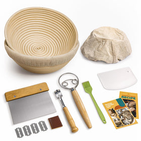 Rorecay Banneton 9-inch round basket with smooth surface for easy flour removal.