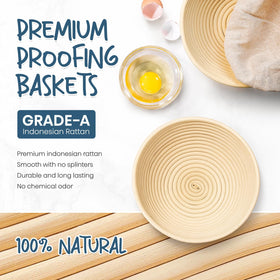 Rorecay Banneton 9-inch round basket set for proofing two loaves at once.