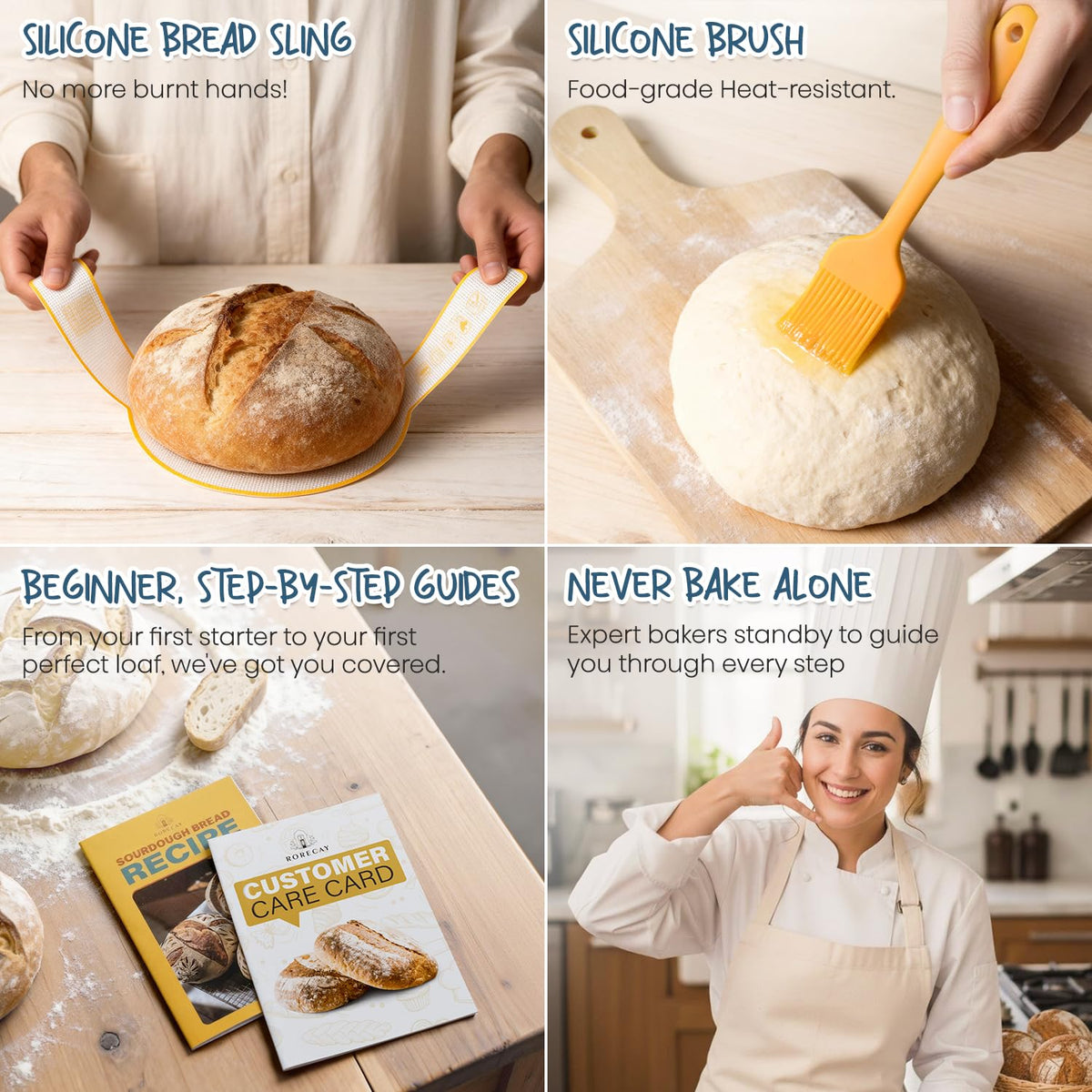 Rorecay bread sling safe transfer from banneton to loaf without damage.