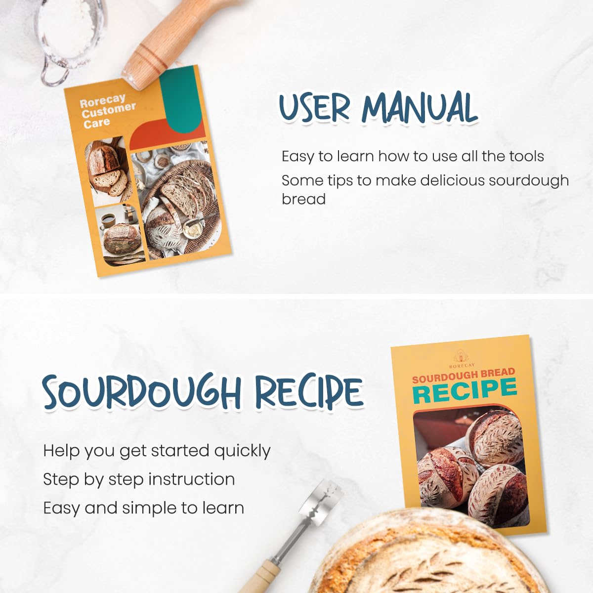 Rorecay dough scraper handles dough efficiently.