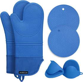 Rorecay oven mitt 15in lake blue provides extra forearm protection for hot pots.