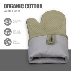 Rorecay oven mitts with loop for easy hanging.