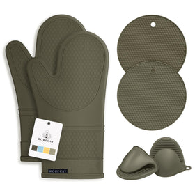 Rorecay oven mitts forest night, 12.7-inch length for safe handling of hot cookware.