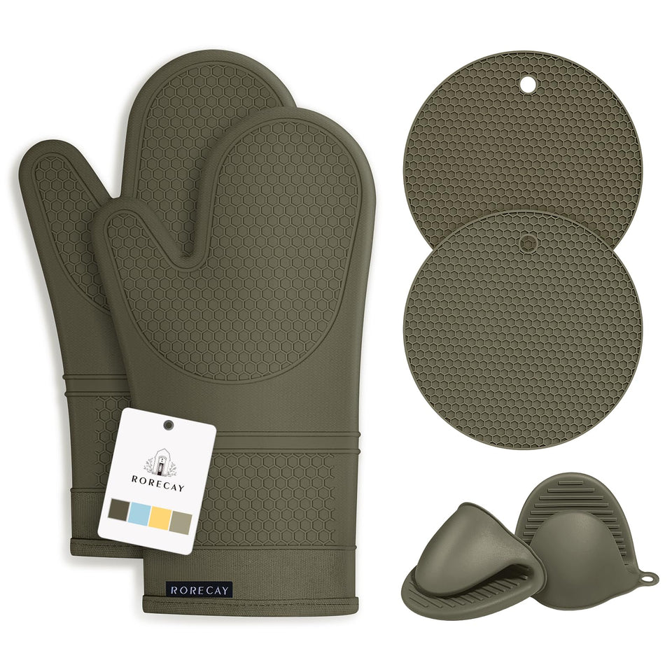 Rorecay oven mitts forest night, 12.7-inch length for safe handling of hot cookware.
