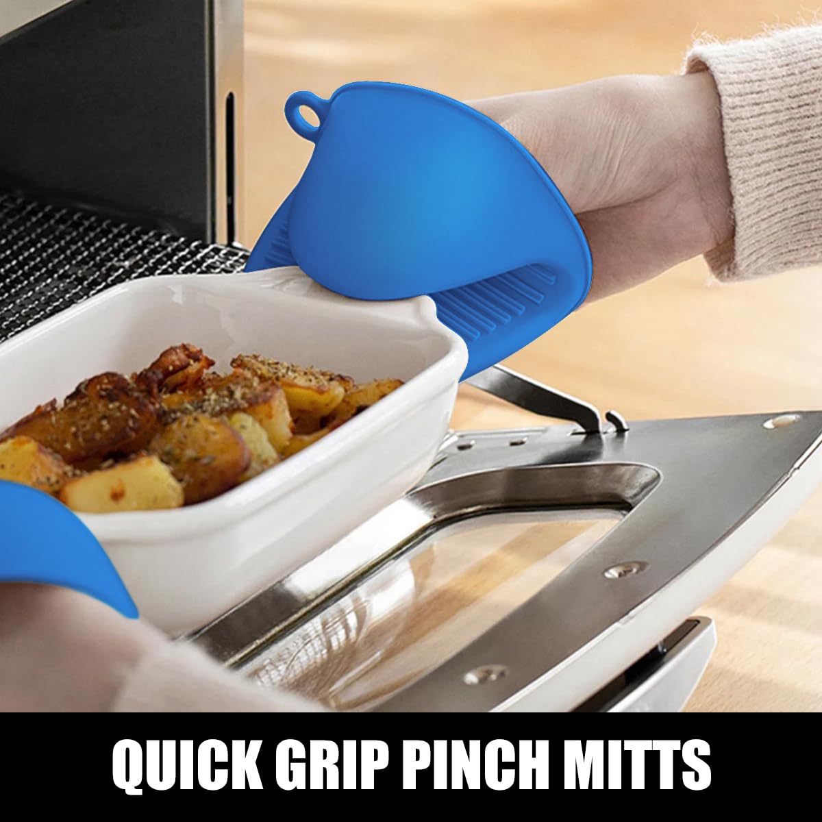 Rorecay 15-inch mitts long enough for lifting boiling liquids.