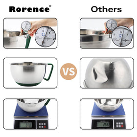 Rorence bowls with non-slip bottoms stay steady during mixing on the counter.
