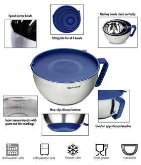 Dishwasher-safe Rorence bowls for quick cleanup after meal prep.