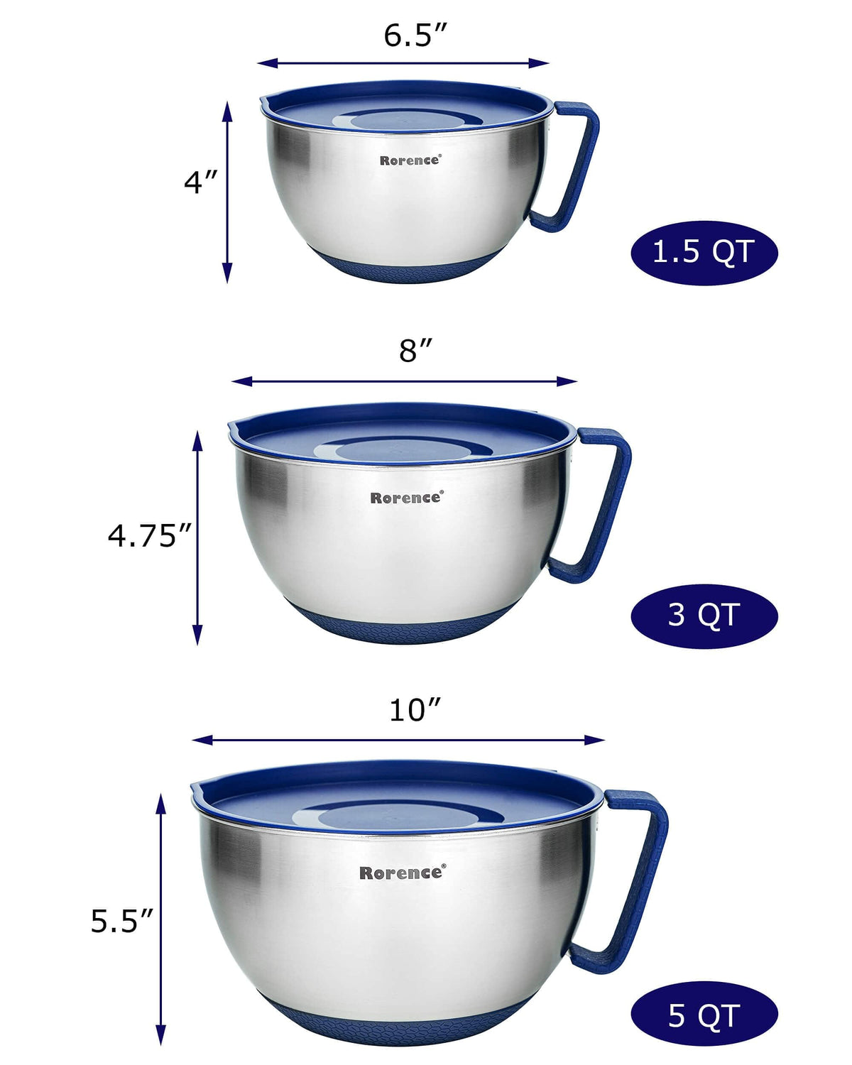 Rorence bowls with ergonomic handles and lids for easy lifting and freshness.