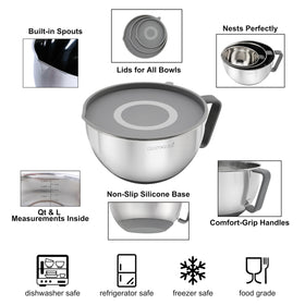 Rorence bowls with fitted lids keep ingredients fresh.