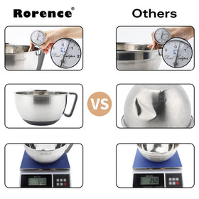 Rorence bowls silicone handles provide comfortable lifting.