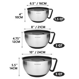 Rorence mixing bowls with non-slip bottom stabilizing on the counter