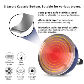 Rorence kettle spout and handle show integrated lever for safe, controlled pouring.