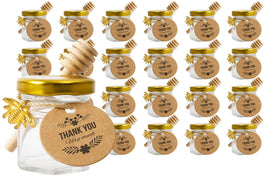 Rormket hexagon honey jars with gold lids, ideal for elegant wedding favors