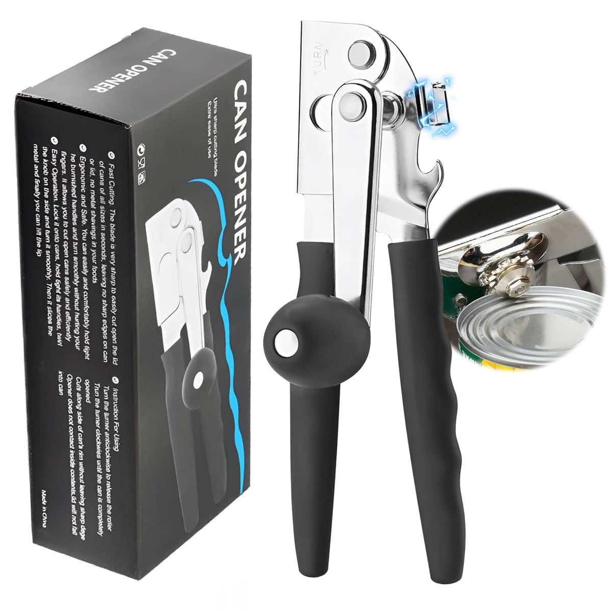 Roryimke stainless steel can opener provides durable, rust-resistant performance for daily kitchen use.