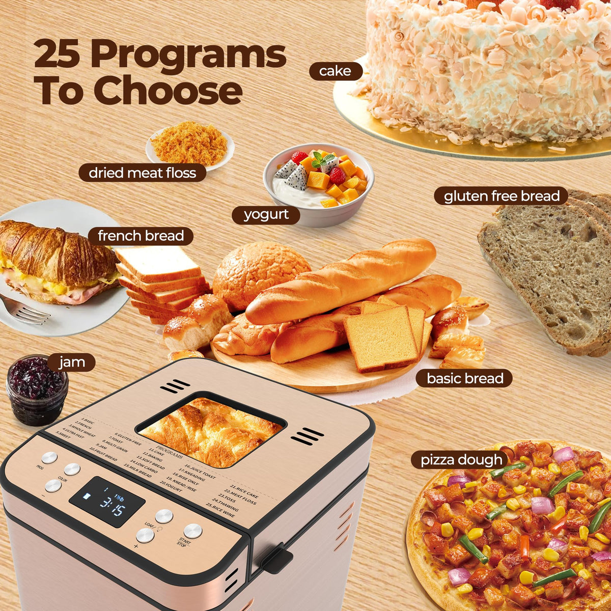 Rosewill 2 lb loaf capacity ideal for family breakfasts and small gatherings.