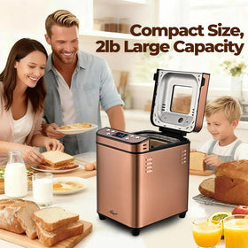 Rosewill 700W dual heater top and bottom deliver even baking for consistent loaves.