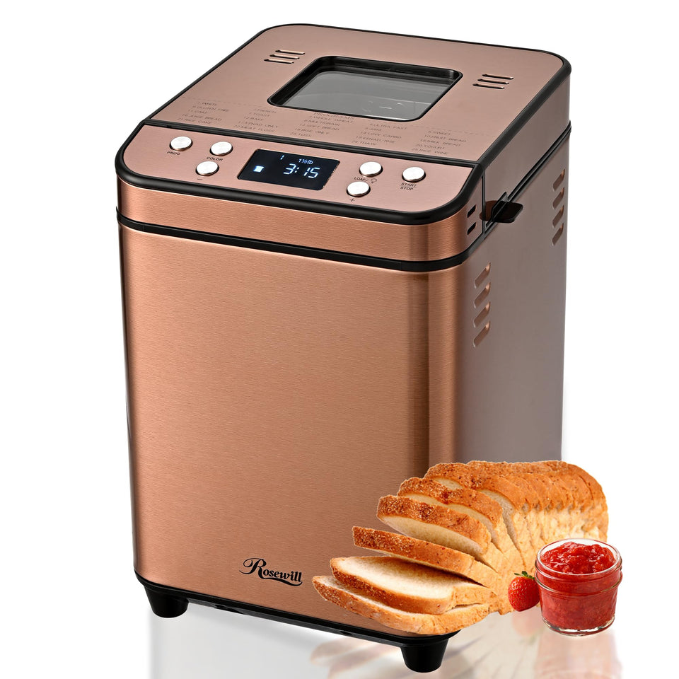 Rosewill bread maker front view highlights 25-in-1 versatility for daily baking.