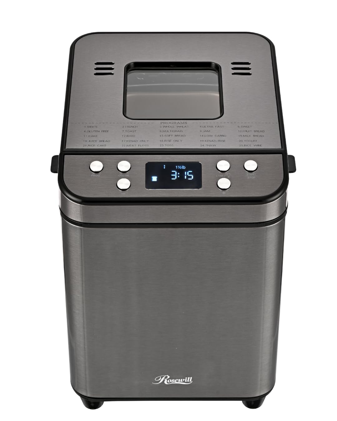 Rosewill delay timer shows up to 15 hours for planned morning breads.