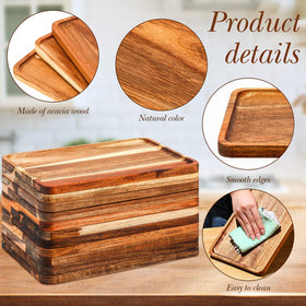 Roshtia acacia wood charcuterie tray shown with appetizers.