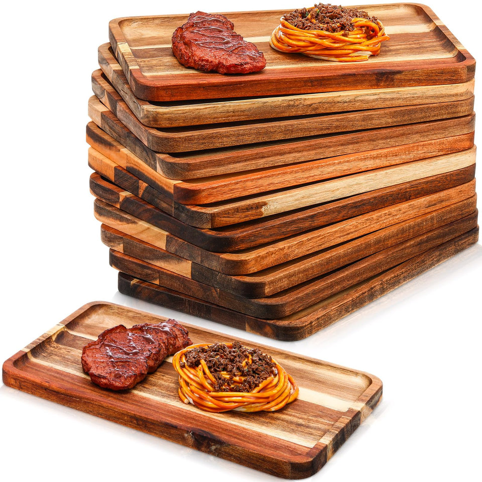 Roshtia acacia wood serving tray 8x12 with natural grain for stylish serving.