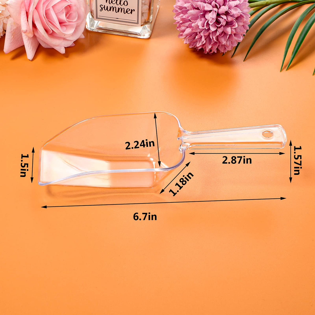 Roshtia clear ice scoops 17 cm for hygienic ice serving