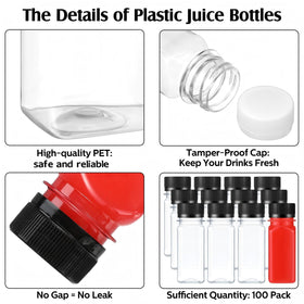 Roshtia ginger-shot bottle 2oz transparent, perfect for small cold-press refreshments