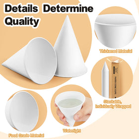 Roshtia leakproof cone cups with rolled rim design for tidy service