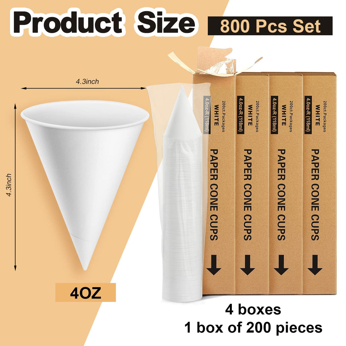 Roshtia thickened paper cone cups close-up with wax coating for leak resistance