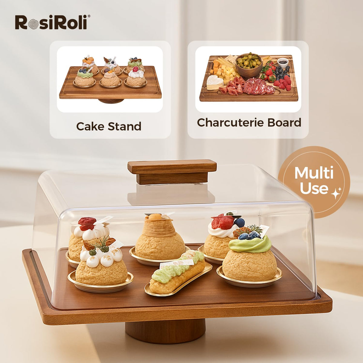 RosiRoli 14x11 serving board provides ample space for cheese, fruits, and appetizers.