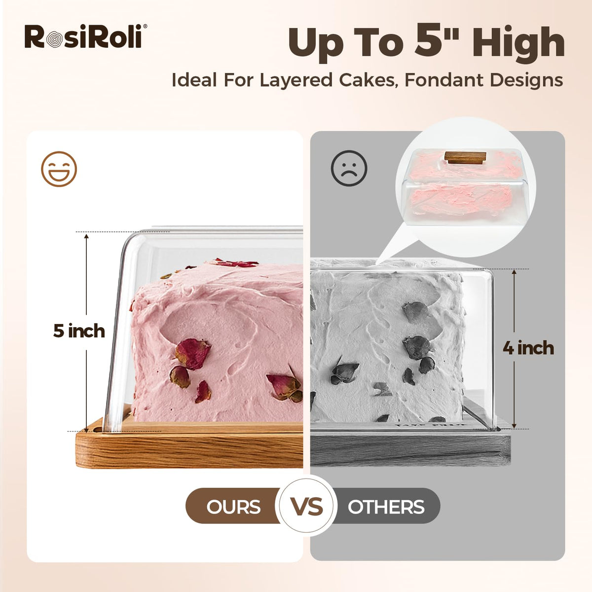 RosiRoli acacia wood charcuterie board top showcases natural grain for stylish serving.