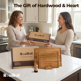 RosiRoli acacia cutting board set of 3 includes oil brush for maintenance