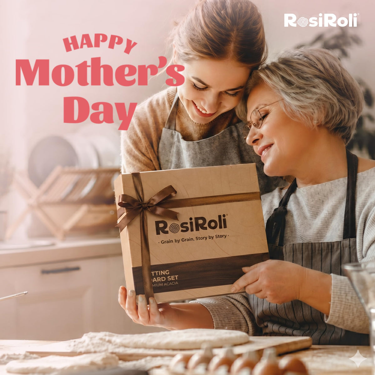 RosiRoli acacia cutting board set of 3 premium packaging for gifting
