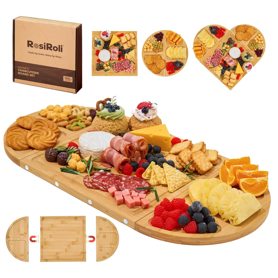 RosiRoli bamboo charcuterie square board for elegant entertaining