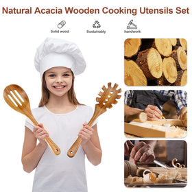 ROSOS acacia wooden utensils with ergonomic handles for comfortable grip