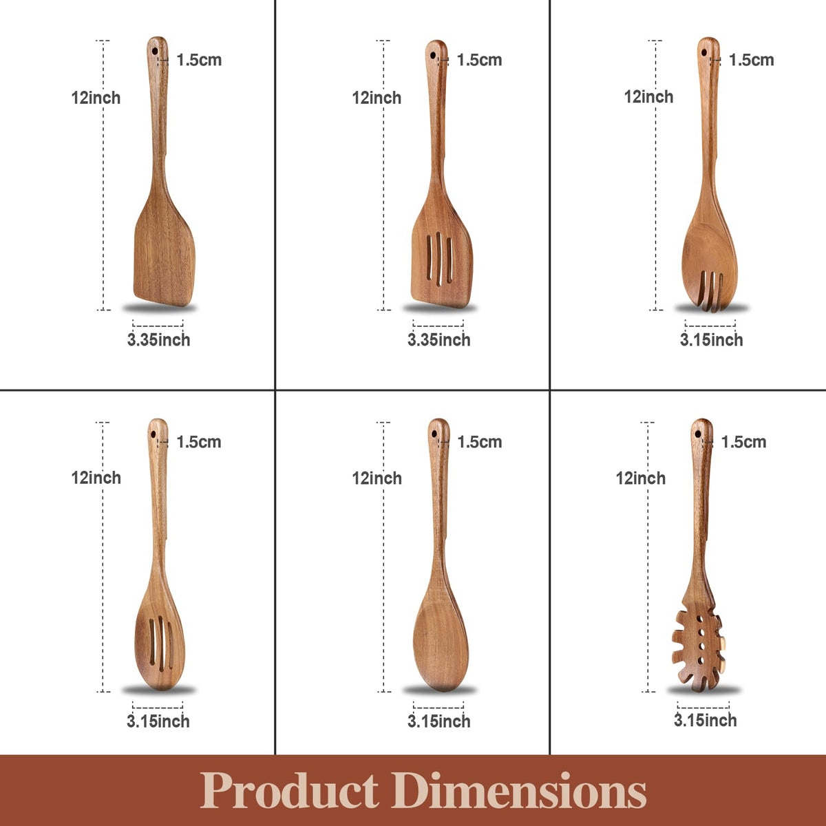ROSOS acacia wooden spoon with hanging hole for easy storage