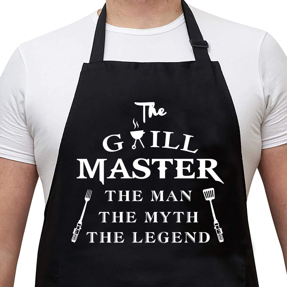Rosoz funny apron for men with Grill Master design, ideal for barbecues and gifts.