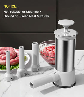 ROSROSE sausage stuffer barrel shows a large 9.8-inch height for easy filling.