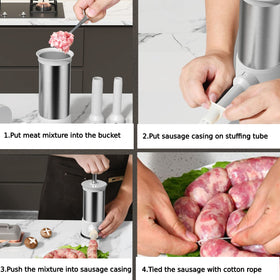 ROSROSE sausage stuffer lever and piston enable quick, smooth stuffing.