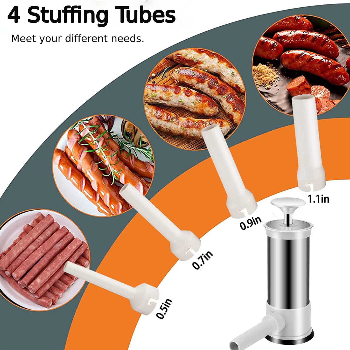 ROSROSE sausage stuffer uses food-grade SUS304 stainless steel for safe handling.