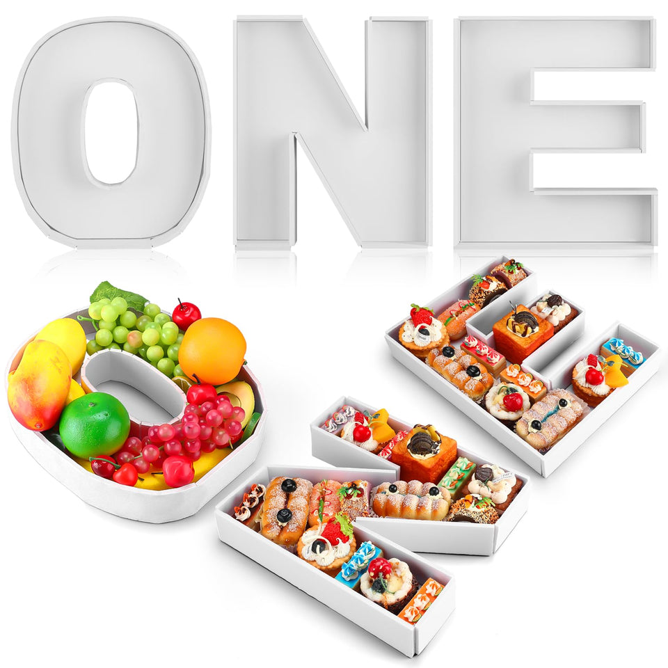 Rossesay 3-piece white letter trays for a 12-inch charcuterie display.