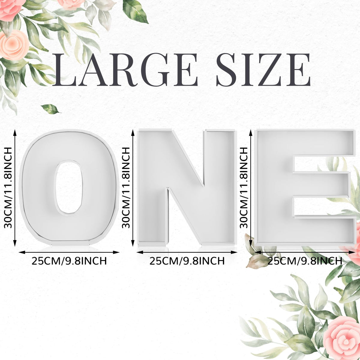 Rossesay first birthday white letters create elegant dessert table décor.