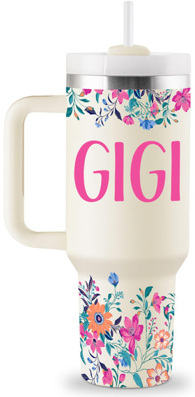 ROSTANTEN Gigi pattern 40oz tumbler, ideal for grandma gift and all-day hydration.