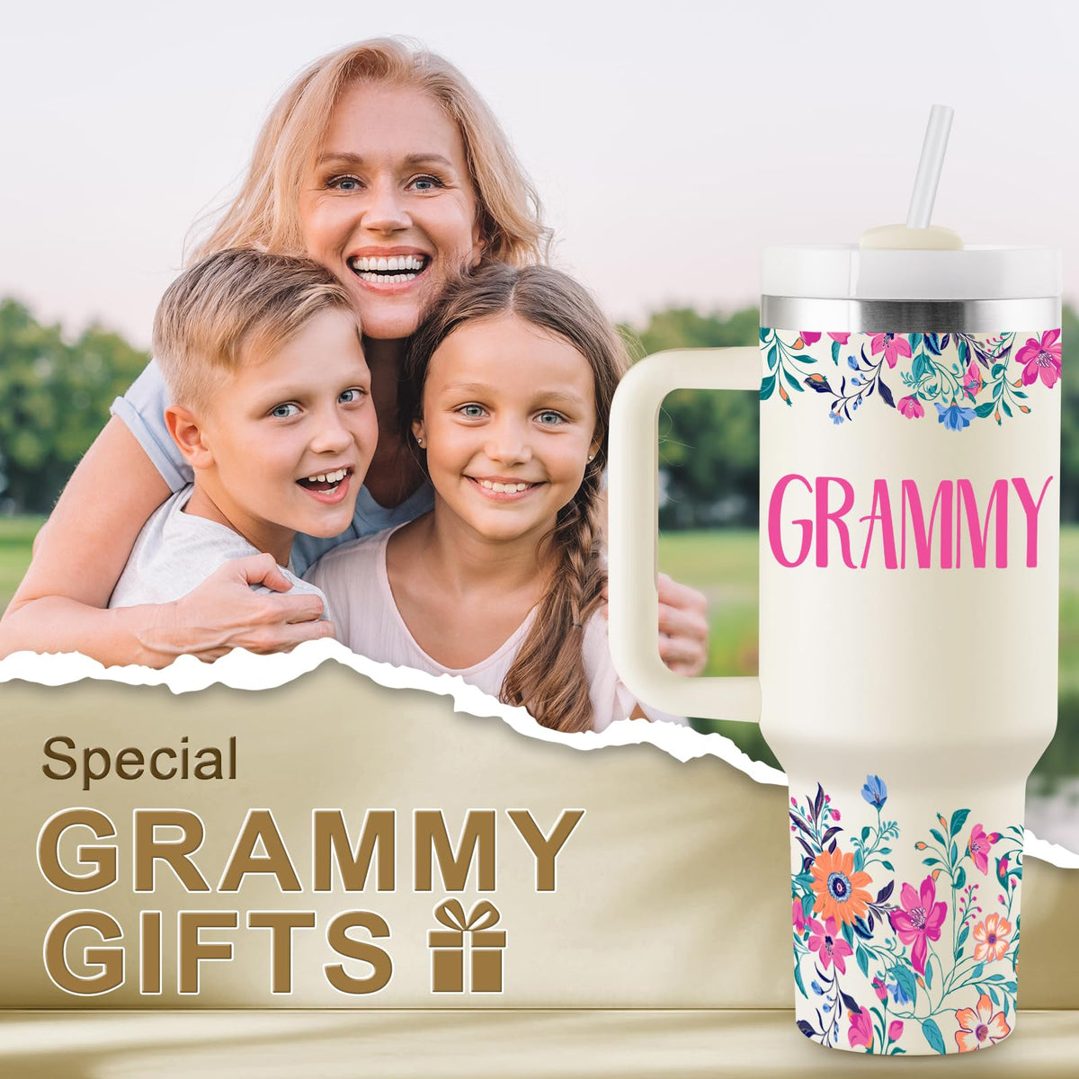 ROSTANTEN Grammy tumbler close-up showing vivid pattern and premium finish