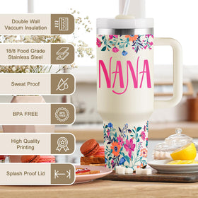 ROSTANTEN Nana tumbler ergonomic handle offers comfortable carrying.