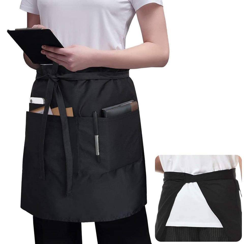ROTANET server apron black 2-pack with 3 pockets for waitstaff in busy settings
